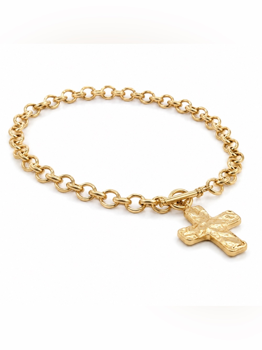 Gold Cross Charm Chain Necklace - Women Jewelry